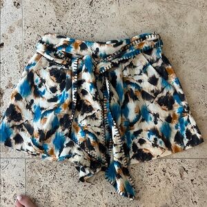 HUNTER BELL High Waist Blue and Brown Shorts